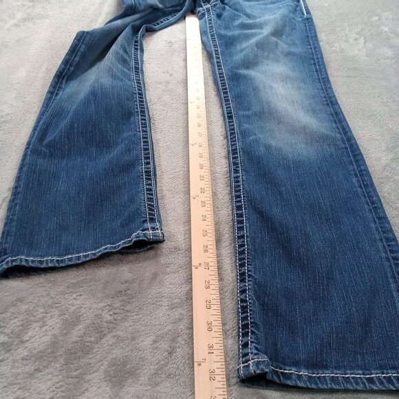 BKE Harper Bootcut Jeans Women 35x32, Tag 31x33.5 Blue Stretch Thick Stitch - Picture 9 of 14